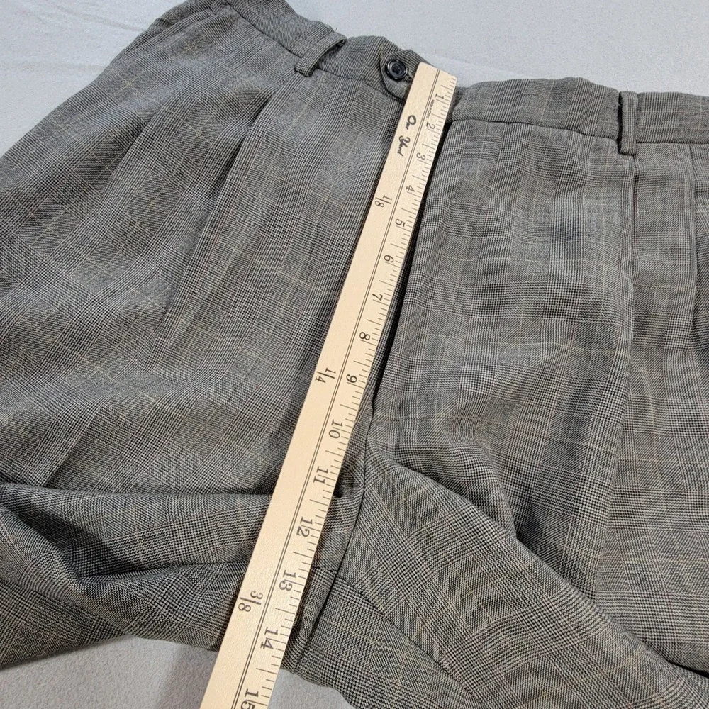 Oscar de la Renta 2 Piece Suit 100% Wool Glen Plaid Gray Classic Men's 42R 34x30